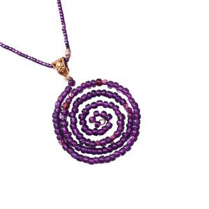 PURPLE BEADED CELTIC SPIRAL NECKLACE